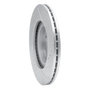 Mazda Miata Brake Rotor (1) - Front Left - R1 Concepts - Drilled & Slotted - Silver - `01-`05